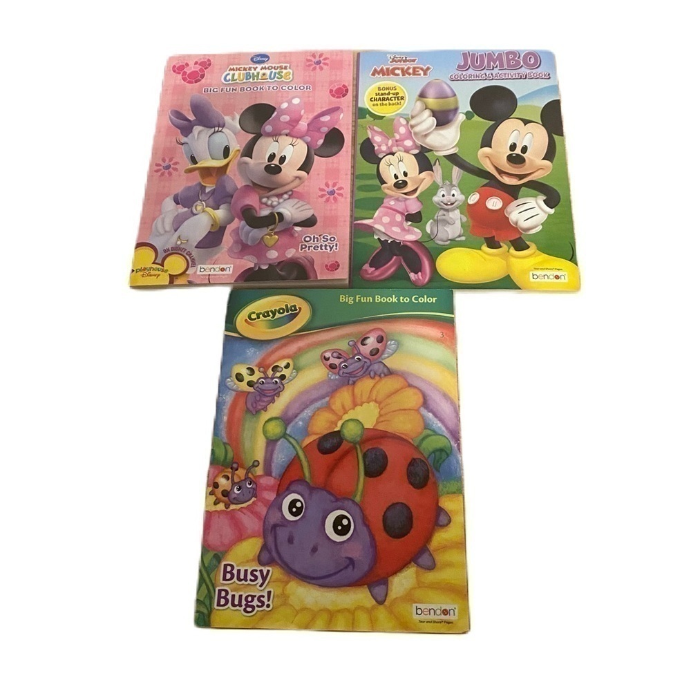 Disney Coloring Book Crayola Bundle Jumbo Easter Minnie Mickey Daisy Busy Bugs